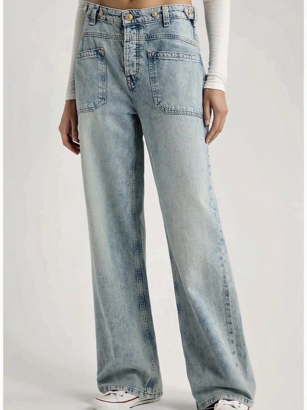 We The Free Cropped Wide Leg Jeans in Black Waist 31